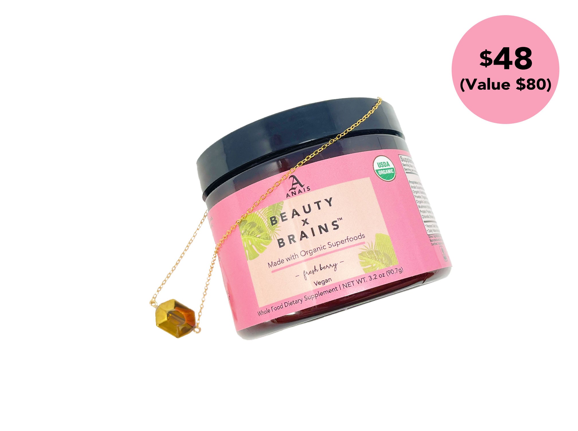 Crystal Necklace (3 colors) + Beauty x Brains® Jar Set