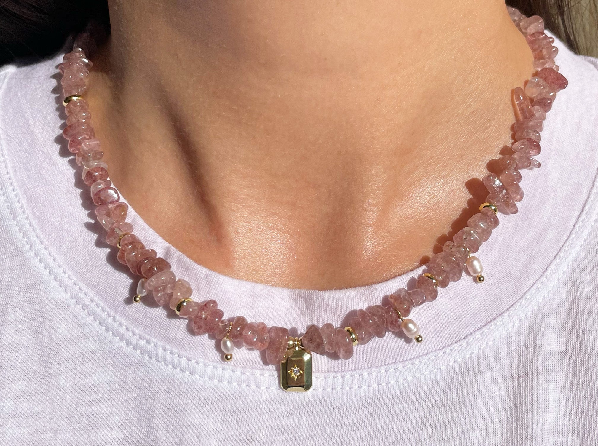 Summer Strawberry Quartz Necklace